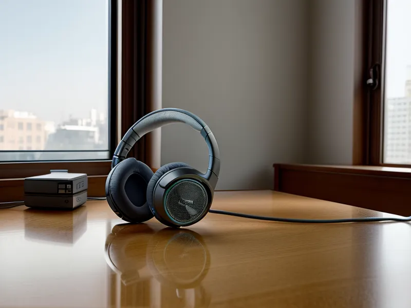 Stereo headphones resting on a lunar cycle calendar on a professional desk.