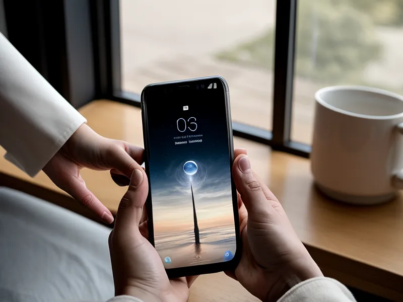Checking a moon phase application on a smartphone in an office setting