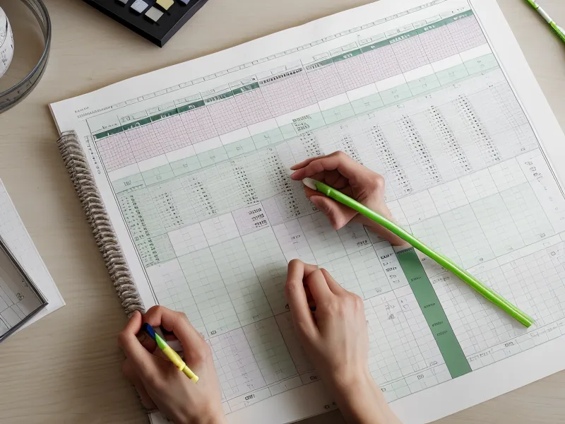 Data-tracking spreadsheet close-up mapping relationship end dates to natal chart transits