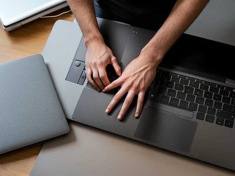 Hands typing on a laptop next to a notebook of birth-chart and manifesting-tips comparison notes
