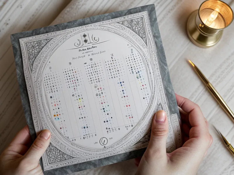 Hand holding a birth chart with notes on career progression.
